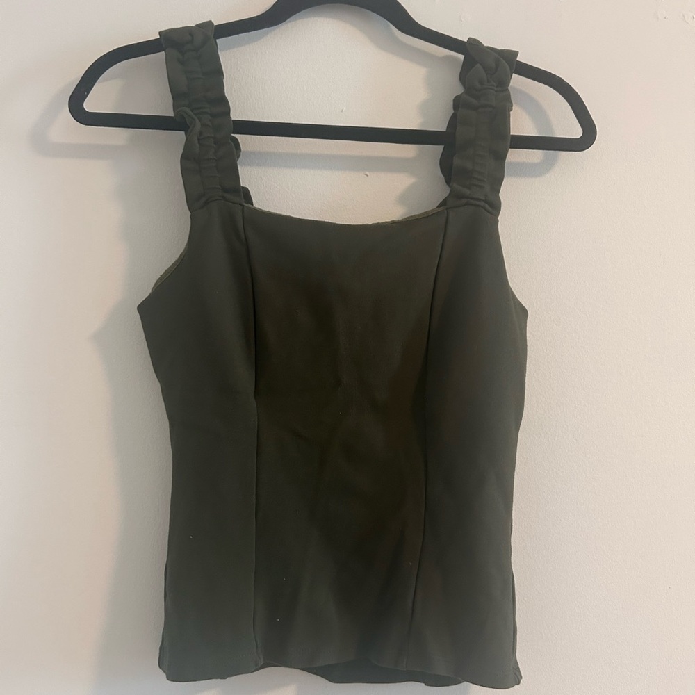 Anthropologie Olive Green Women's Cinch Sleeve Tank Top
